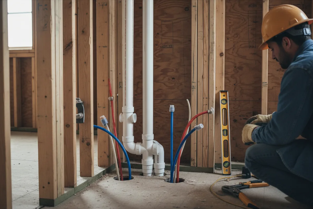 Drain and supply rough-in during Leak Detection in Locust Grove