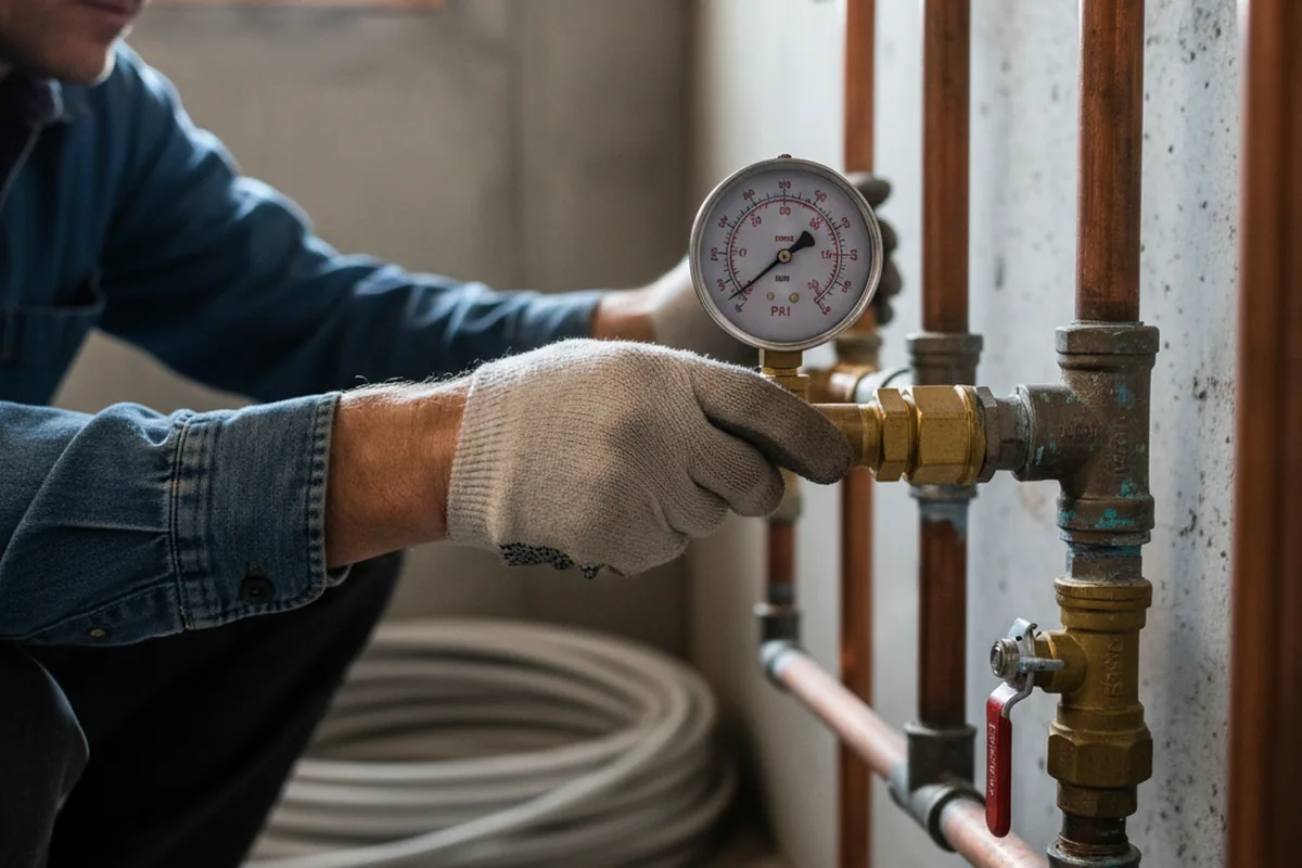 Pressure testing a repaired line during Water Line Repair in Locust Grove